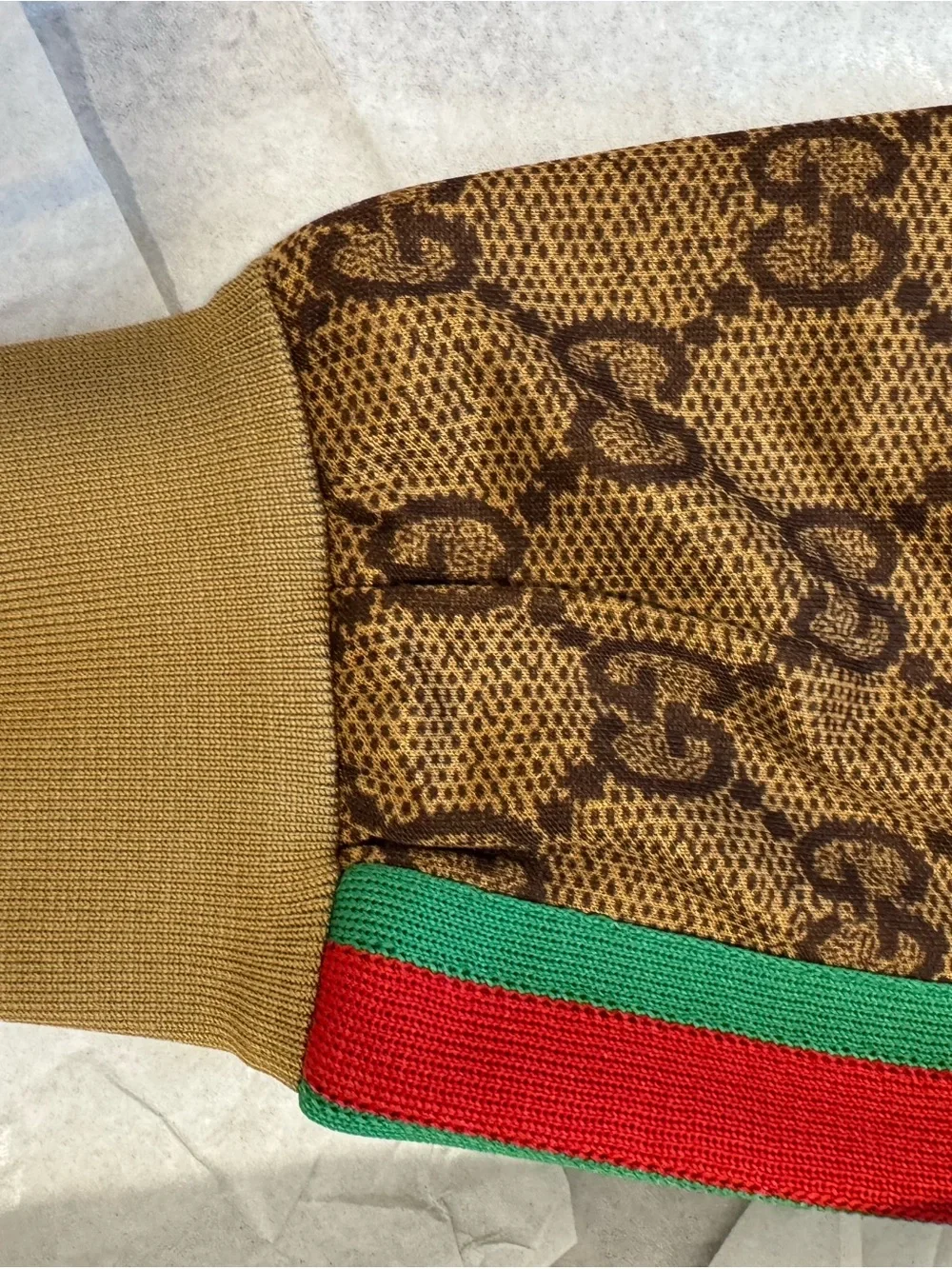NEW Gucci GG Monogram Web Technical Zip Track Jacket Blue Brown Rare